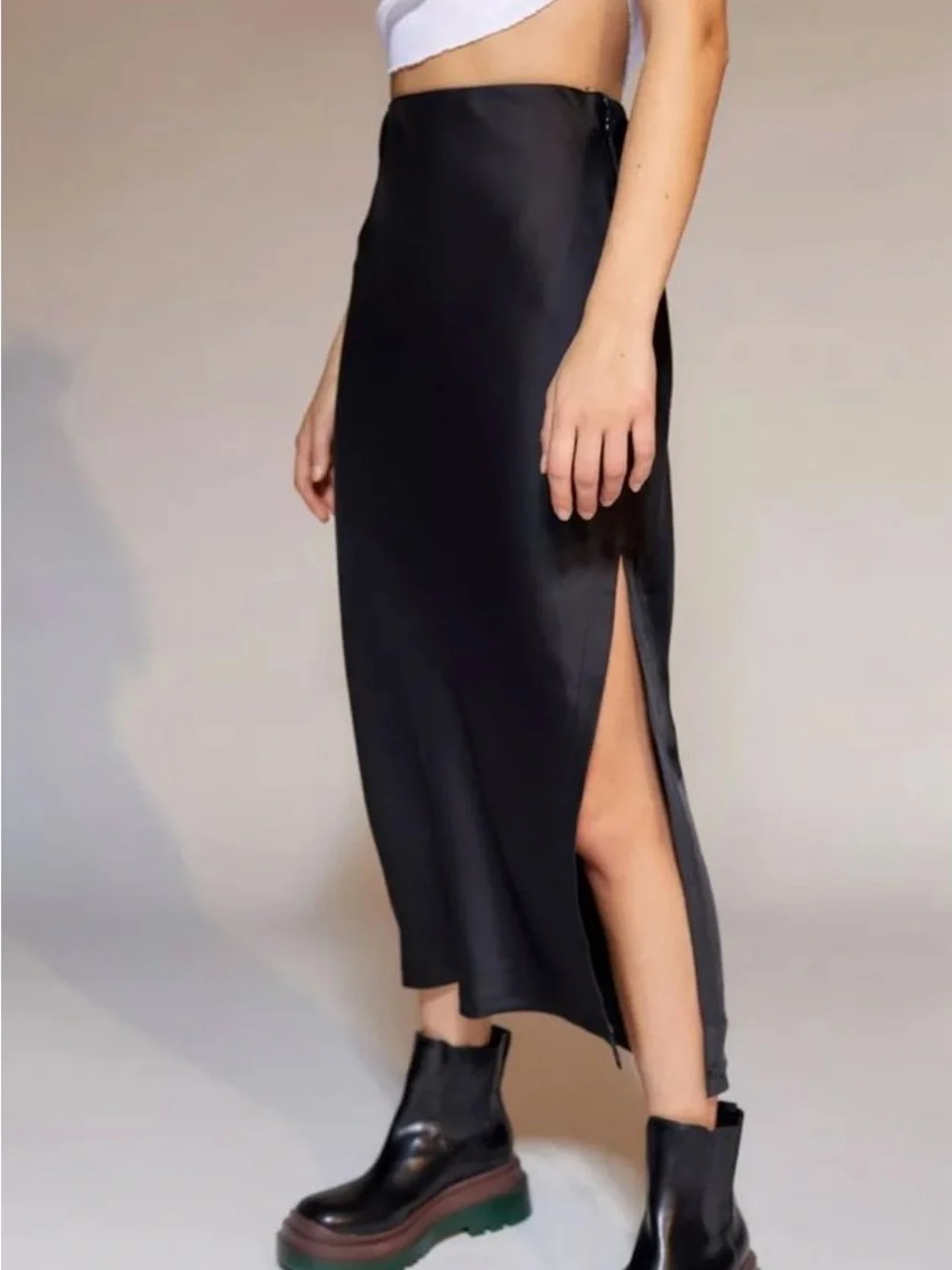 NWOT UO Edy Satin Midi Skirt | Urban Outfitters